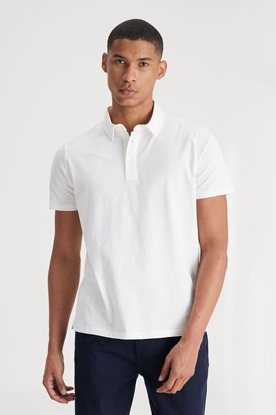 Lee Pololímeček Regular Fit Regular Cut Polo 100% bavlna bílé tričko