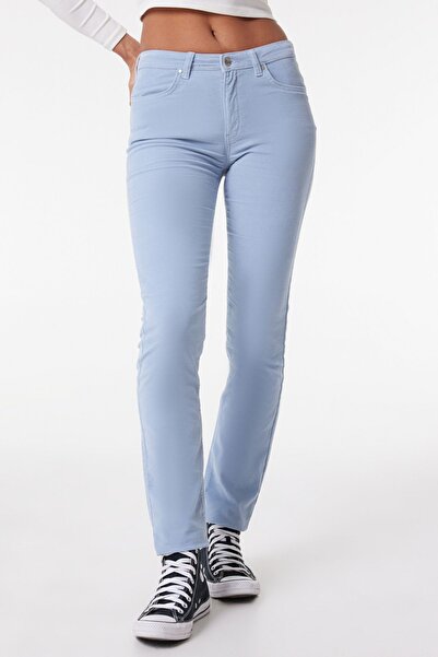 WRANGLER Slim Fit Dar Kesim Normal Bel Esnek Mavi Kadife Pantolon