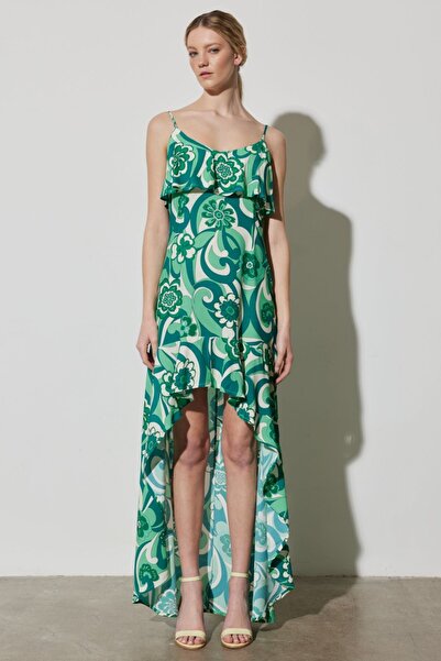 WRANGLER Regular Fit Normal Kesim Askılı Desenli Fırfırlı Elbise