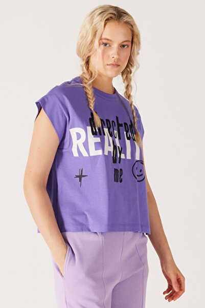 WRANGLER Regular Fit Regular Cut 100% Cotton Crew Neck Lilac T-Shirt