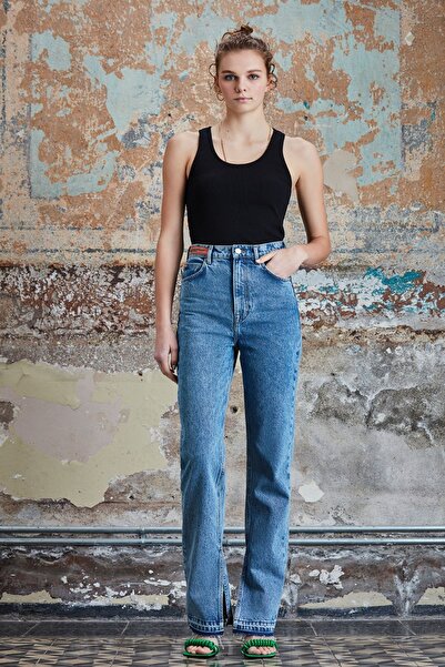 Lee STBA Kadın Açık Mavi Regular Fit Yüksek Bel Jean Pantolon