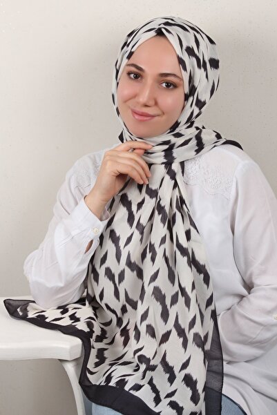 Eşarppark Soft Touch Şal 2776-16 Siyah-Ekru