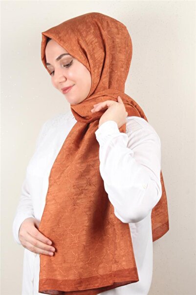 PİRAMİT İpeksi Monogram Şal 2753-21 Kiremit