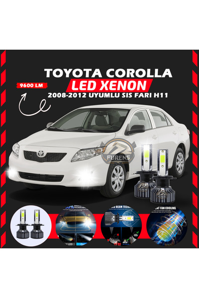 Furens Toyota Corolla 2008-2012 Sis FarI Uyumlu Şimşek Etkili Led Xenon Pro Series H11