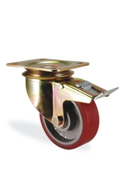 Kama Poliüretan Teker Döküm Sanayi Tekerleği Frenli - 100 mm Çap