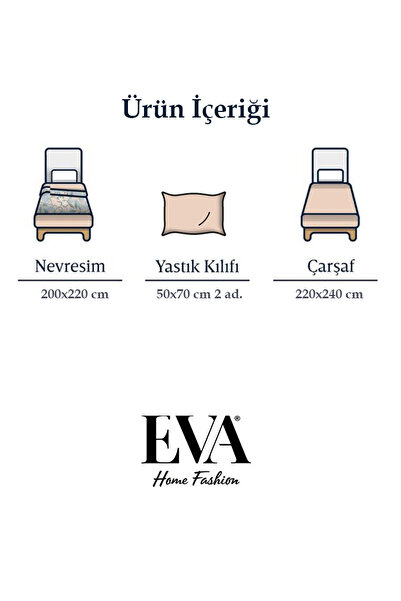 EVA Water Green-Anthracite Double Luxury Duvet Cover Set - Sheet, 1 Pillowcase and 2 Pillowcases