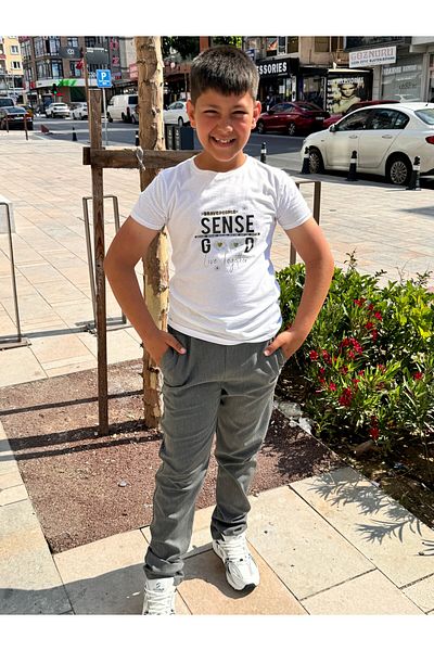 BayBayan Boy's Smoked Lycra Sweatpants and School Pants