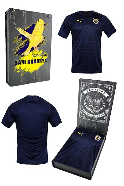 Fenerbahçe Тъмносиня оригинална детска тениска A Team - дървена кутия