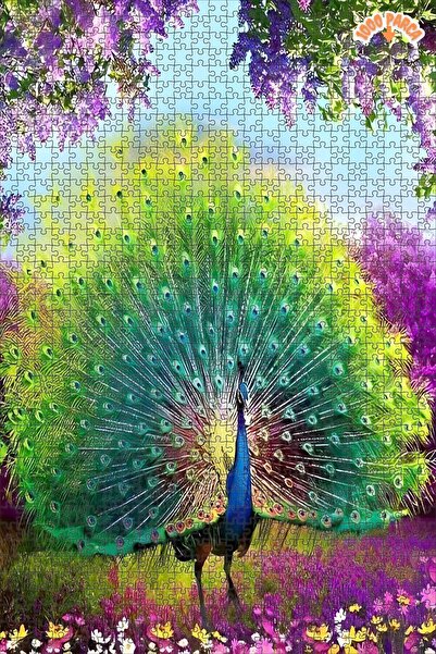 Teona Ahşap Menekşe tavus kuşu Dekoratif Çift Katlı Çerçeveli Asılabilir Ahşa...