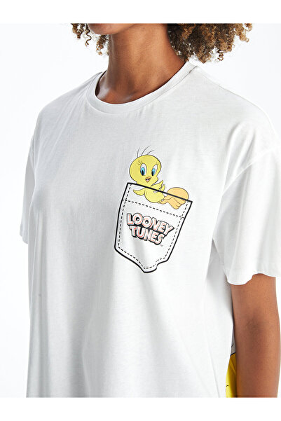 LC Waikiki LCW Tweety bedrucktes Damen-T-Shirt – Rundhalsausschnitt, kurze Ärmel