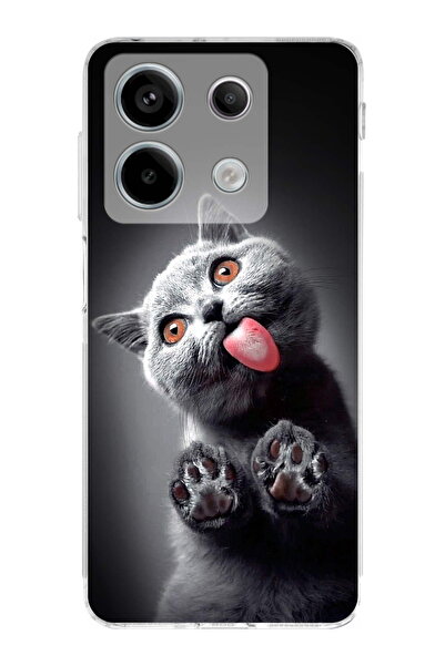 PrintiFy Xiaomi Redmi Note 13 Pro 5G ile Uyumlu Kedi 2 Kamera Korumalı Şeffaf...