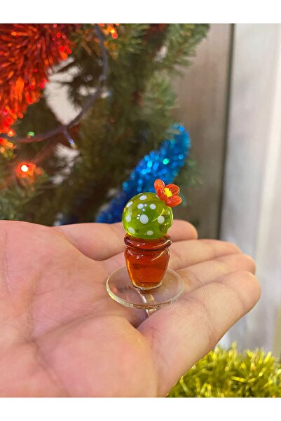 Atölye Şems MURANO CAM TASARIM ÇİÇEKLİ KAKTÜS BİBLO