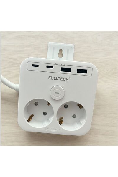 Protonust Akım Korumalı Priz 2X Usb 2X Type-c Akım Korumalı 2'Lİ Priz 1.4mt Duvar Askılı