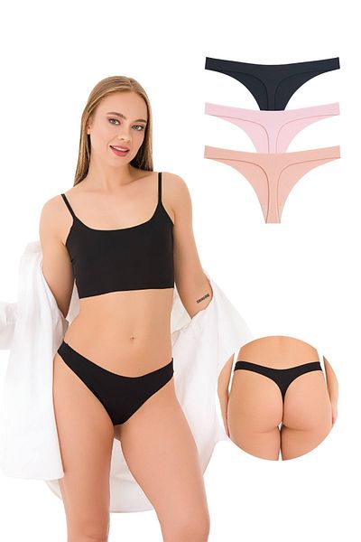 Newlilla 351-S Women Laser String Thong Panties Pack 351-v1