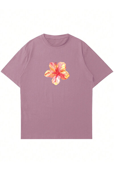 Ginevra Hibiskus Štampano Pamuk lu Žene Oversize kroj T-shirt