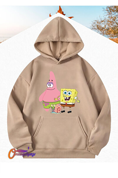 oneagılyazı سويت شيرت بقلنسوة للأطفال - موديل سبونج بوب
