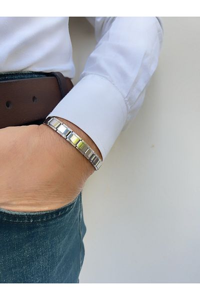 axexuar 316L Real Steel Spring - Stretchy Square Bracelet Women and Men