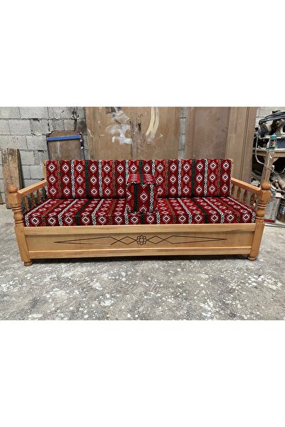 puhu aksesuar ALMİRA MODEL AHŞAP CNC İŞLEMELİ TORNALI SEDİR