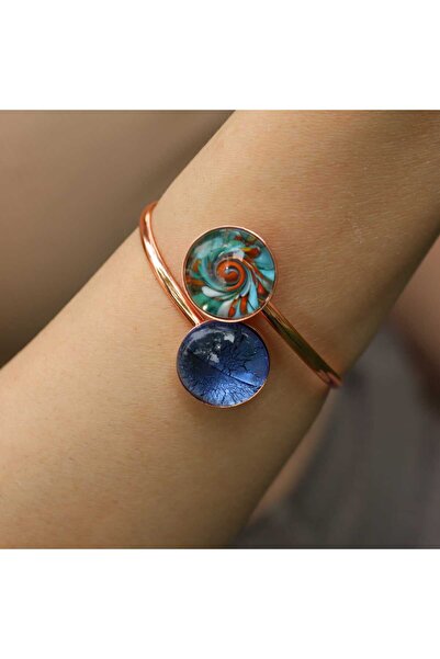 Atölye Şems MURANO CAM BRONZ KALIP DOLUM İKİLİ TASARIM BİLEKLİK
