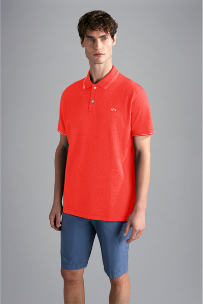 PAUL&SHARK MEN'S KNITTED POLOSHIRT C.WCOTTON