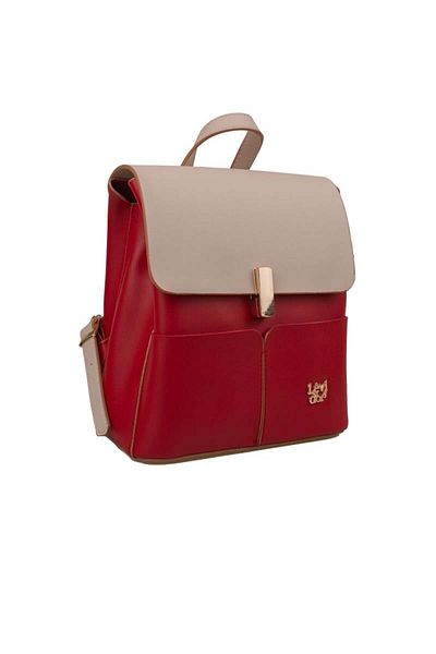 Levidor Rucsac de damă de mărime mică, roșu, dublă culoare