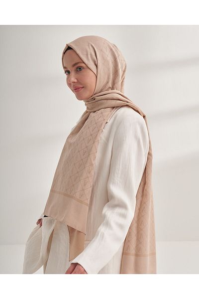 ARMANDA Luxury Patterned Seher Shawl - Nude