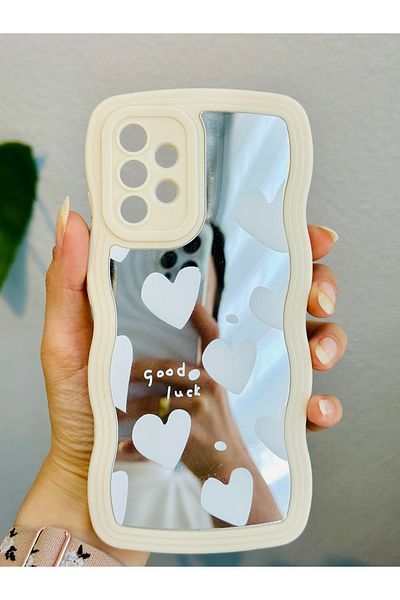 Go Aksesuar جراب سيليكون بتصميم قلب عاكس متوافق مع هاتف Samsung Galaxy A32