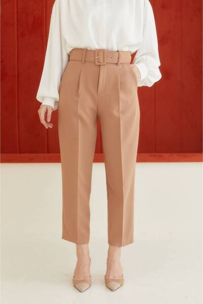 Ahel Tasarım Keten Efekli Kap Pantolon