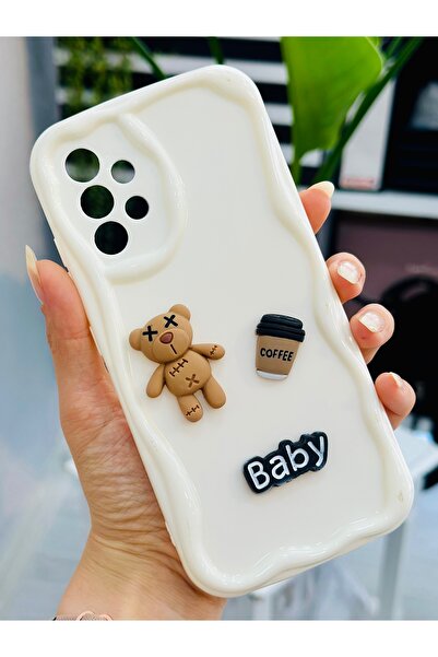 Go Aksesuar Samsung Galaxy A32 Uyumlu Krem Baby Oyuncak Tasarımlı İçi Kadife ...