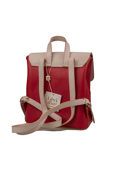 Levidor Rucsac de damă de mărime mică, roșu, dublă culoare