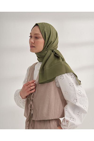 ARMANDA Luxury Patterned Seher Shawl - Khaki