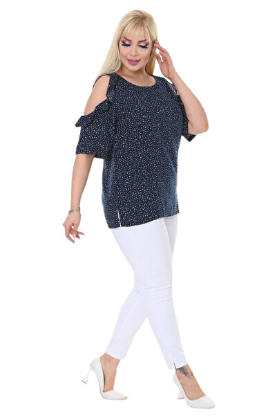 FİERTE Fierte Kadın Büyük Beden Bluz Bk23253 Fırfır Detay