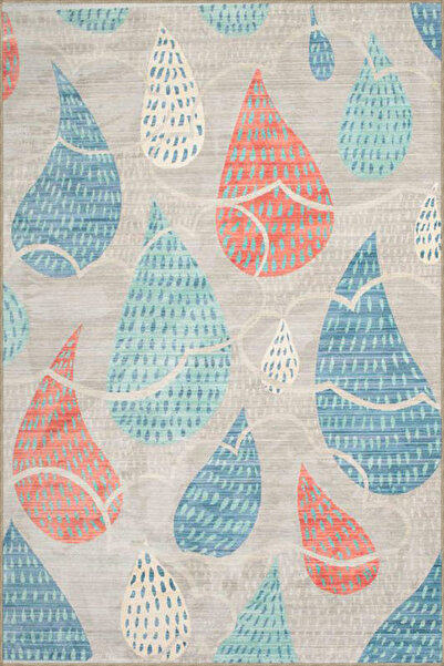 Rugs Modern Halı Colorful Raindrops Patterned Woven Base Carpet and Washable ...