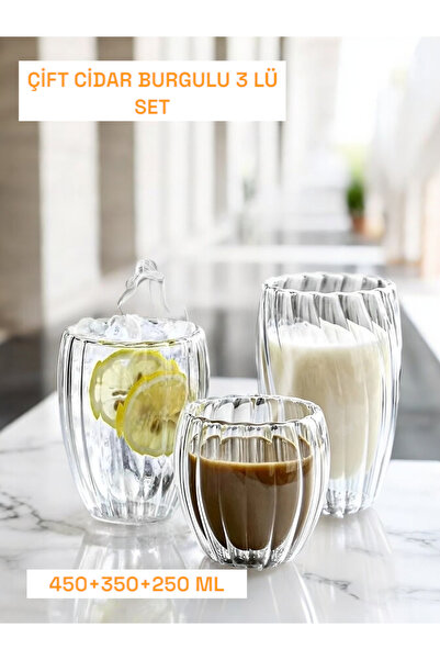 Ercazzo 3 Pieces Twisted Cup Set - Double Sided, Heat Resistant Borosilicate ...