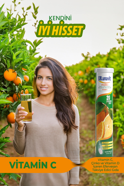 LUNAVİT Vitamin C Çinko ve Vitamin D İçeren 20 Efervesan Tb.