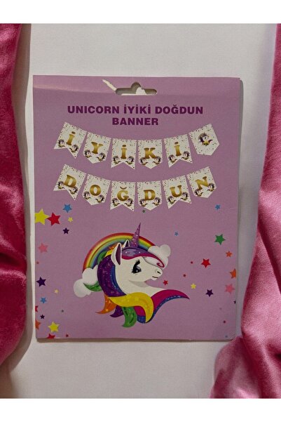 LASAGNA STORE Banner cu tematică unicorn „La mulți ani” - Accesorii pentru se...