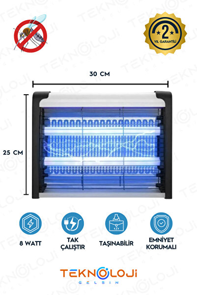 Teknoloji Gelsin Elektrikli Sinek Öldürücü UV 8 Watt Sineksavar Gece Lambası ...