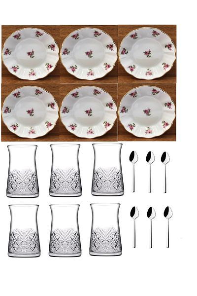 AYBABA STORE 18 Piece Timeless Pink Floral Authentic Tea Cup Set