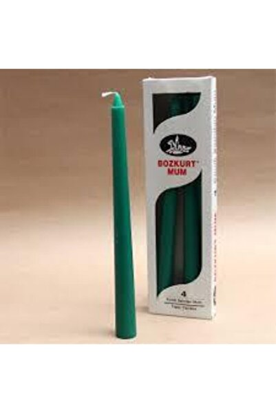 Nacar Yeşil Bozkurt Konik Şamdan Mumu 4 Adet