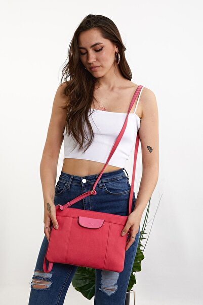 Dita Kanvas Nar Çiçeği Renk Portföy Clutch Çanta