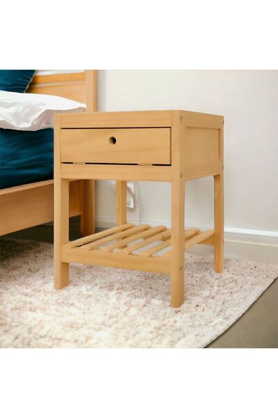 katasarım Doğal Ahşap Çekmeceli Komodin 1. sınıf Masif Çam Ağacı 35x35x50