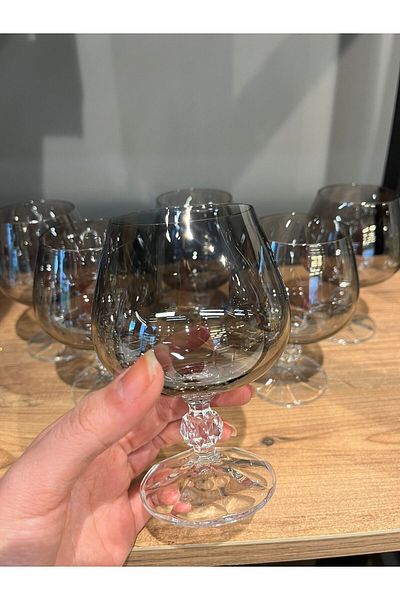 BOHEMİA CRYSTAL BOHEMIA 6 LI 250 CC CRYSTAL COFFEE SIDE WATER GLASS SMOKED