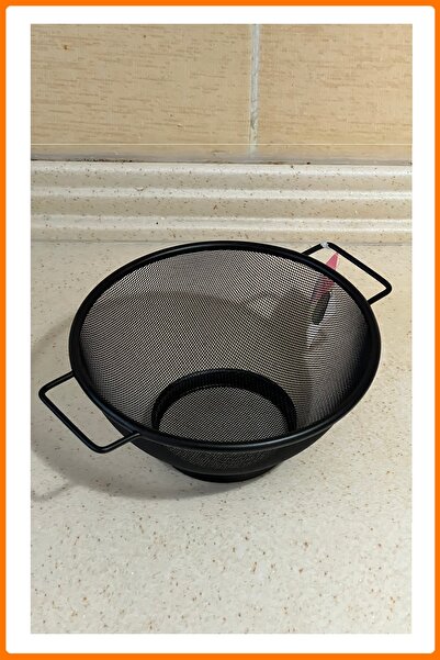 EZMK EV GEREÇLERİ Kulplu Siyah Paslanmaz Çelik Süzgeç, 26 cm