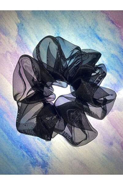 MOIS ACS Siyah Organze Tül Şifon Kumaş Lastikli Kadın Simit Saç Tokası Hediye