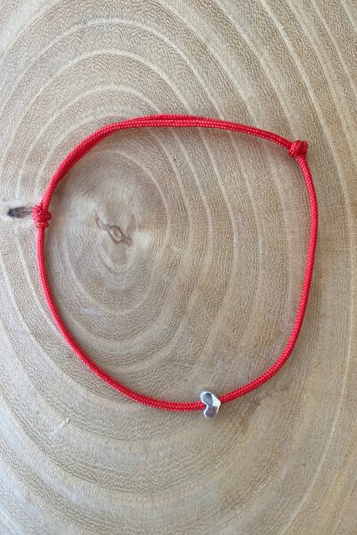 Shepidi Kırmızı ip minik gümüş kalp obje şans bilekliği
