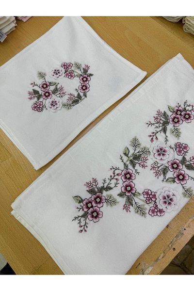TUTUYA TEXTIL Σετ κεντήματος με βελόνα προίκας με κορίτσι - Τρισδιάστατη πετσέτα
