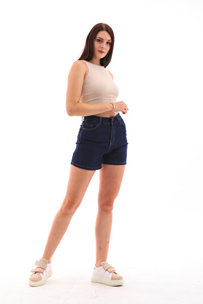 Modayıldızlar Pantaloni scurți din denim de damă bleumarin