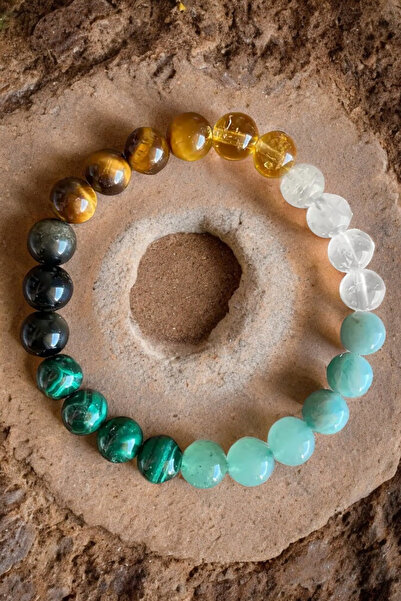 NBS Beautiful Naturel Stones Para Bilekliği Sitrin, Kaplan , Kristal Kuvars ,...