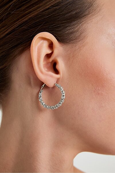 İlraysa Klipsli Tırtıklı Halka Gold Ve Gümüş