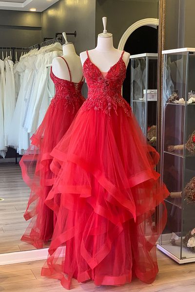 Lenta Moda Lace Covered Maxi Length Evening Dress and Evening Gown with Red Green Skirt